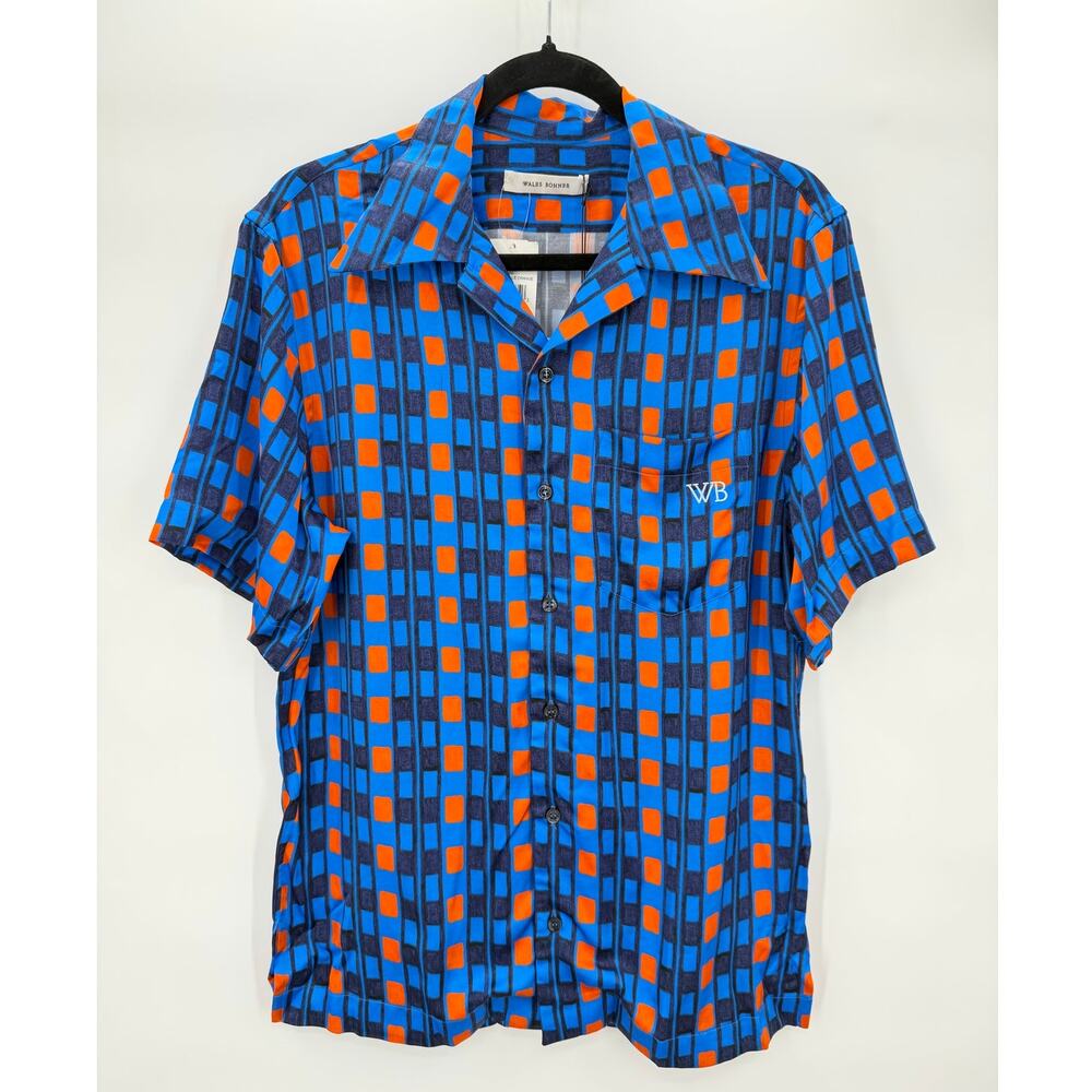 NWT Wales Bonner Blue Viscose Print Highlife Bowling Shirt Men's Size 48